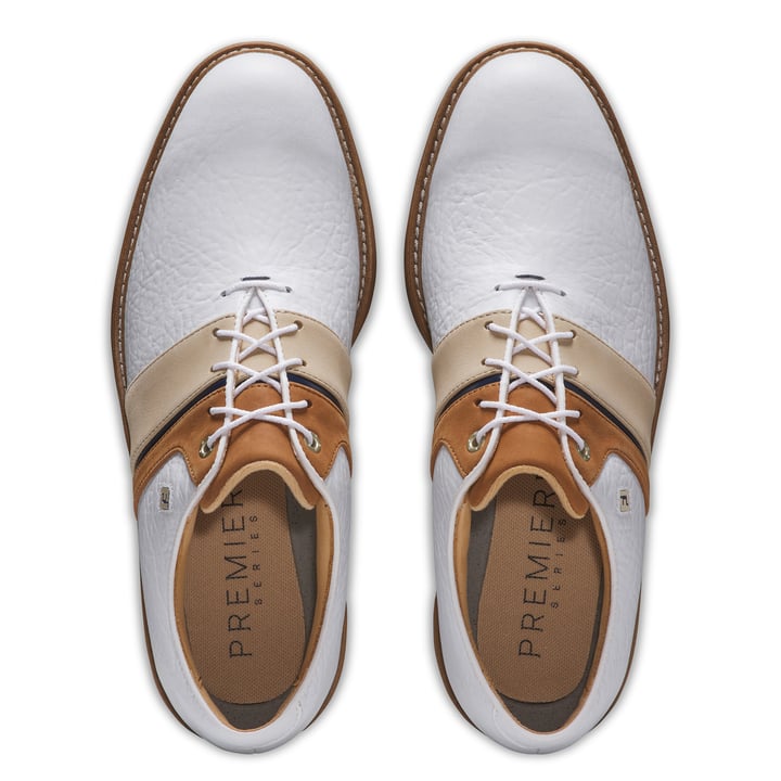 FootJoy Premiere Series Packard LX Golf Shoes - White/Blue/Brown FootJoy Premiere Series Packard LX Golf Shoes - White/Blue/Brown