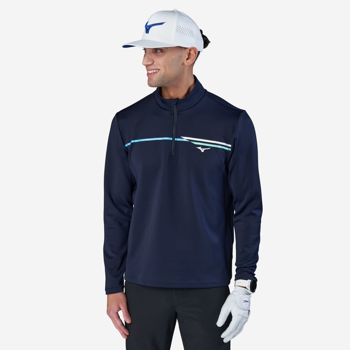 Breeze T-Stripe 1/4 Zip Blau Mizuno