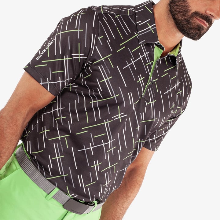 Galvin Green Mathias Golf Shirt - Black/Green Galvin Green Mathias Golf Shirt - Black/Green