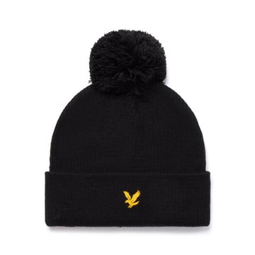 Lined Bobble Hat Schwarz Lyle & Scott