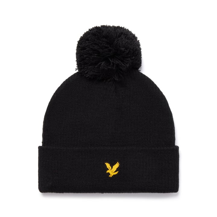 Lined Bobble Hat Schwarz Lyle & Scott