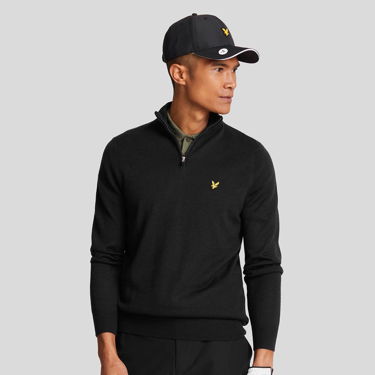 Merino Blend Quarter Zip Svart Lyle & Scott