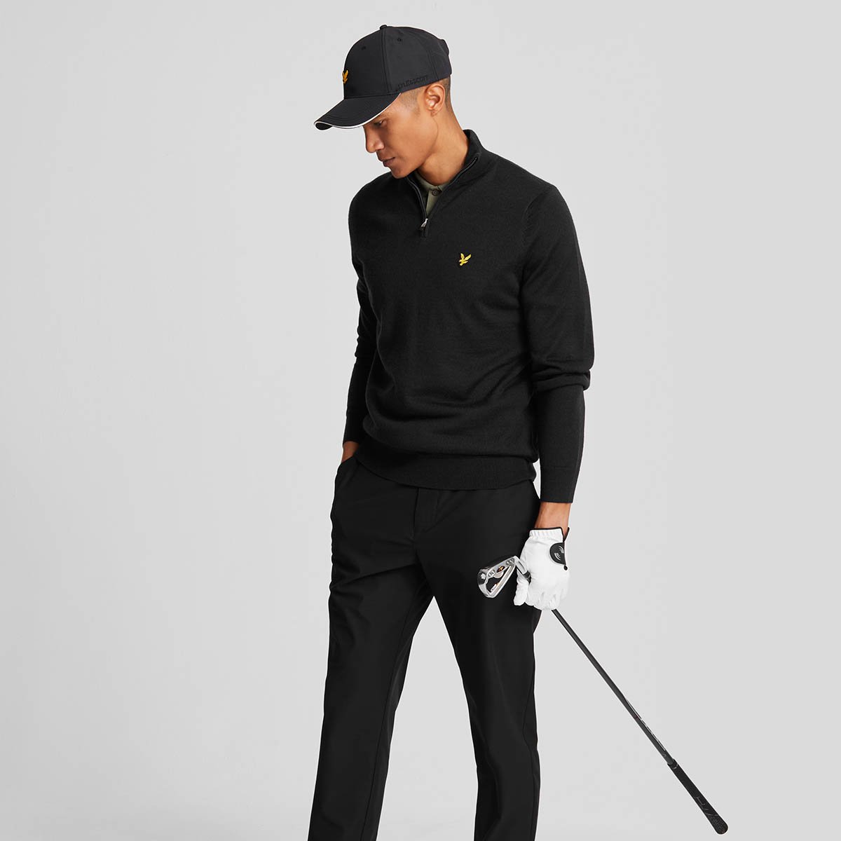 Merino Blend Quarter Zip Svart Lyle & Scott