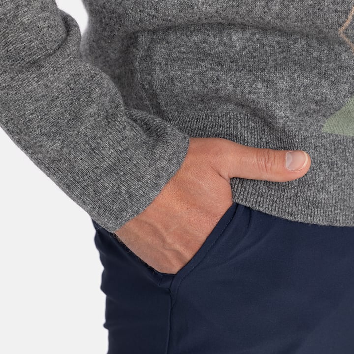 Lambswool Blend Argyle V-Neck Grå Blå Lyle & Scott