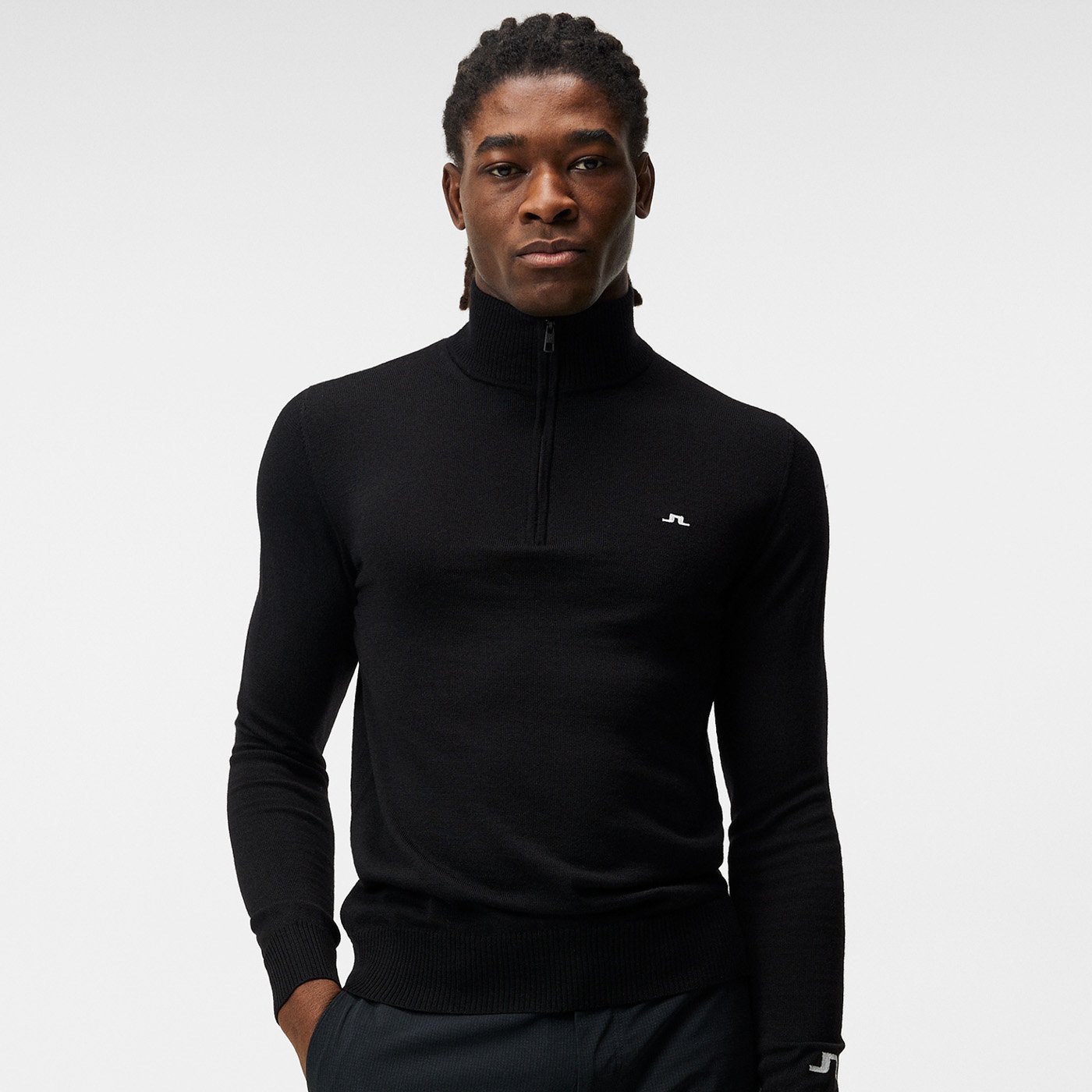 Kian Zipped Golf Sweater Le noir J.Lindeberg