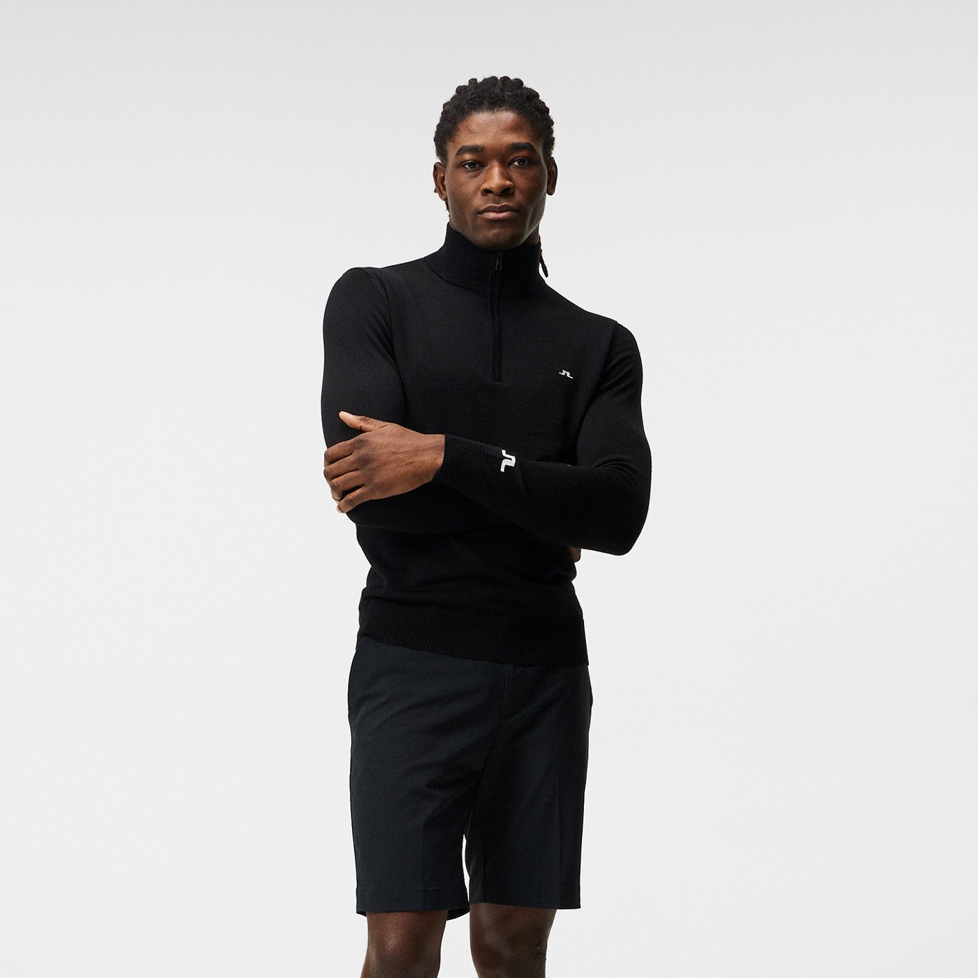 Kian Zipped Golf Sweater Le noir J.Lindeberg
