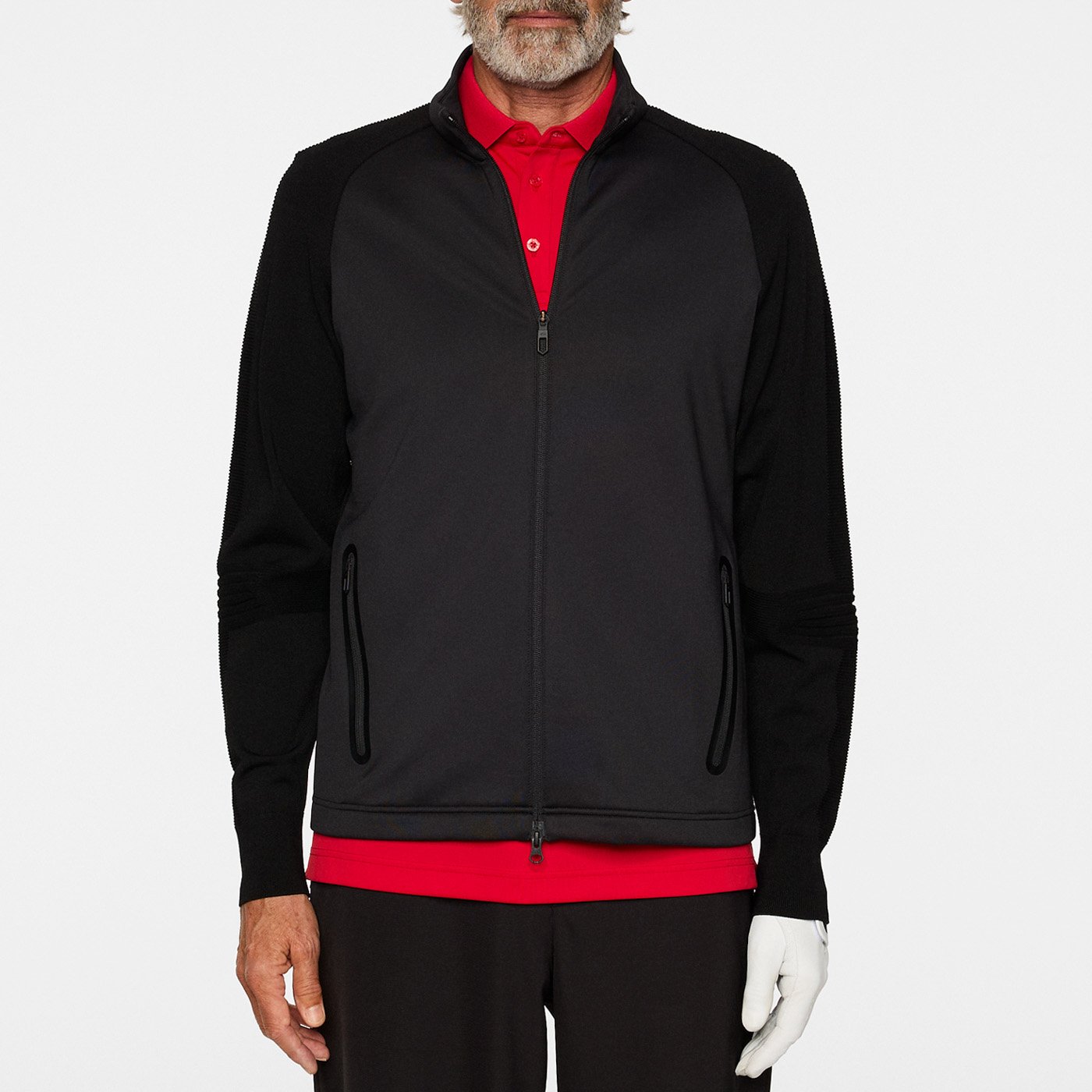 Devin Hybrid Knit Zip Sweater Schwarz J.Lindeberg Devin Hybrid Knit Zip Sweater Schwarz J.Lindeberg