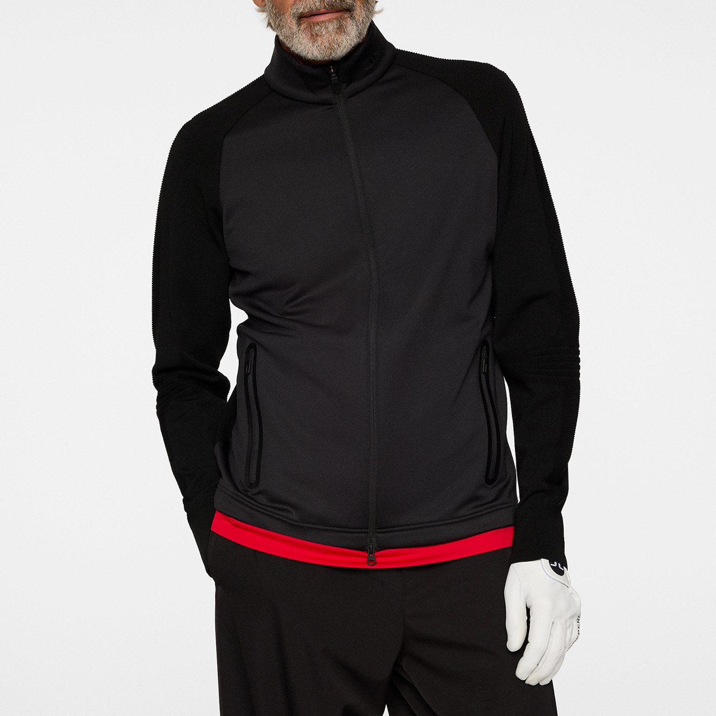 Devin Hybrid Knit Zip Sweater Schwarz J.Lindeberg Devin Hybrid Knit Zip Sweater Schwarz J.Lindeberg