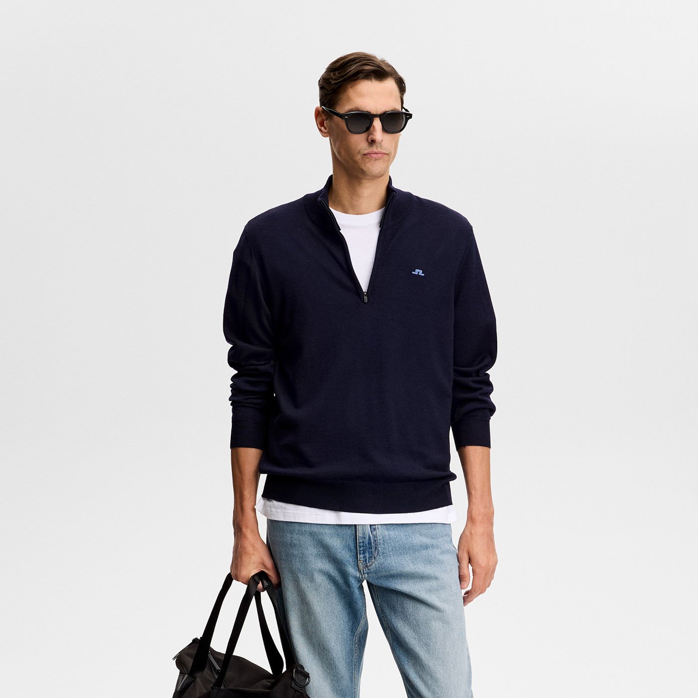 Kiyan Quarter Zip Sweater Blue J.Lindeberg Kiyan Quarter Zip Sweater Blue J.Lindeberg