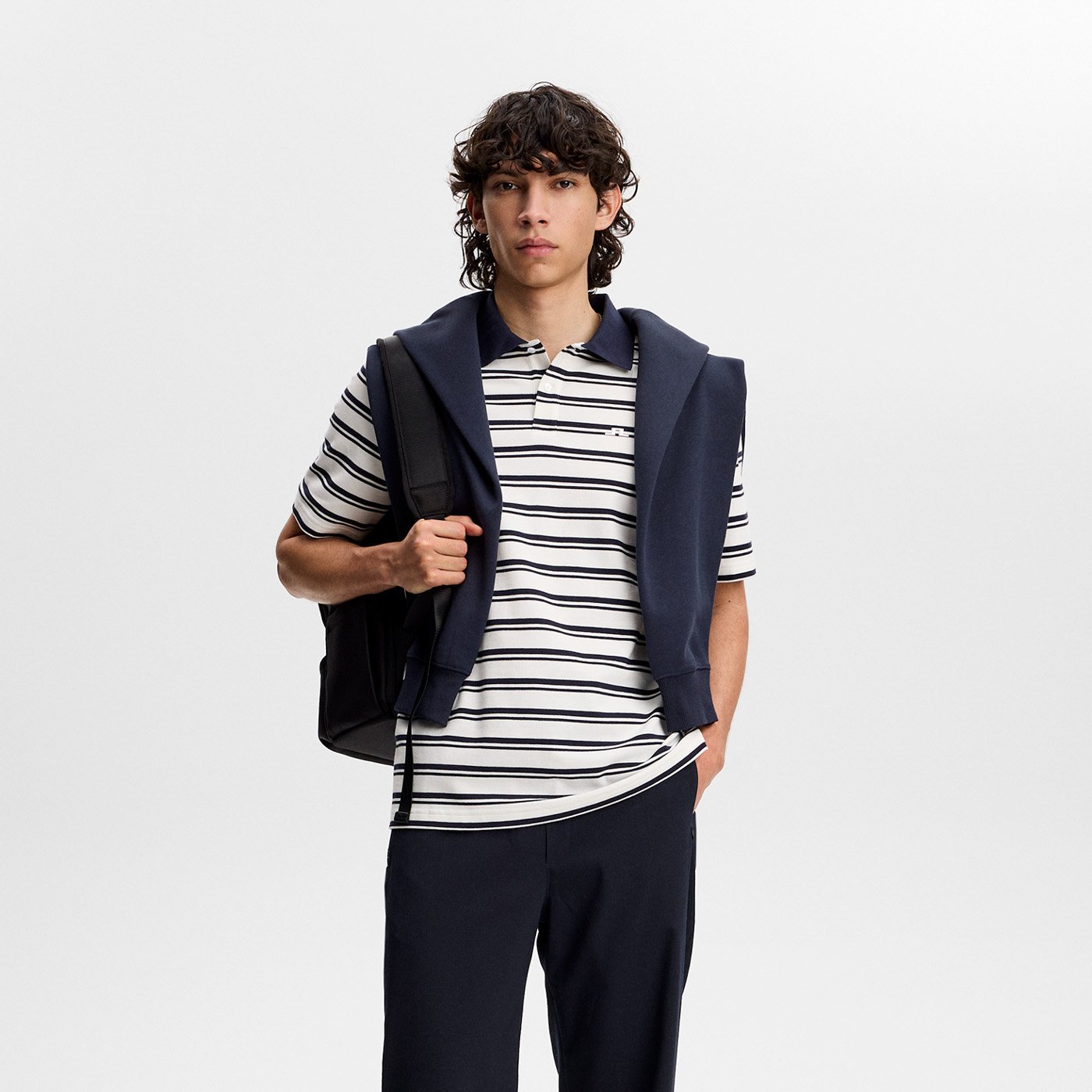 Trond Striped Polo Pique Blå J.Lindeberg