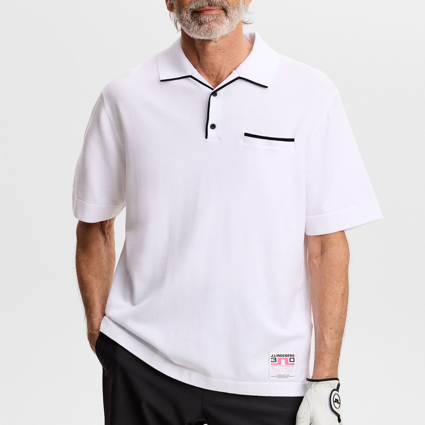 30Y Jesper Retro Relaxed Polo Vit J.Lindeberg