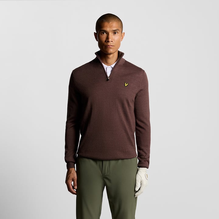 Golf Quarter Zip Merino Jumper Pink Lyle & Scott