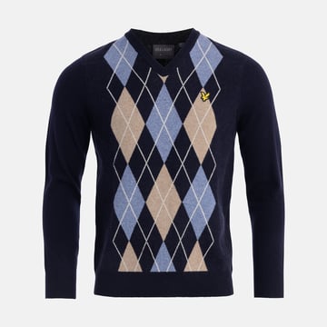Lambswool Blend Arygle V Neck Jumper Lyle & Scott