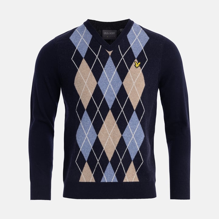 Lambswool Blend Arygle V Neck Jumper Lyle & Scott