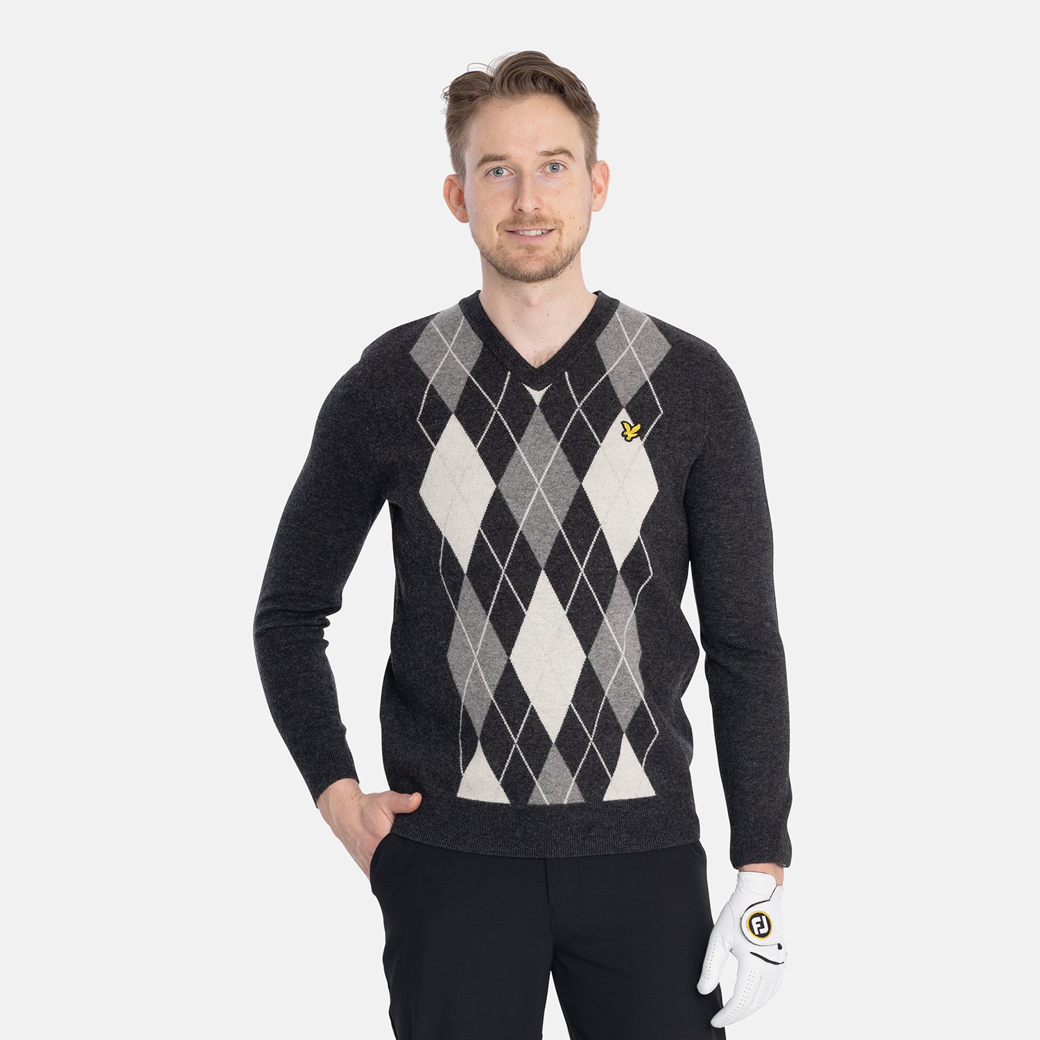 Lambswool Blend Arygle V Neck Jumper Lyle & Scott