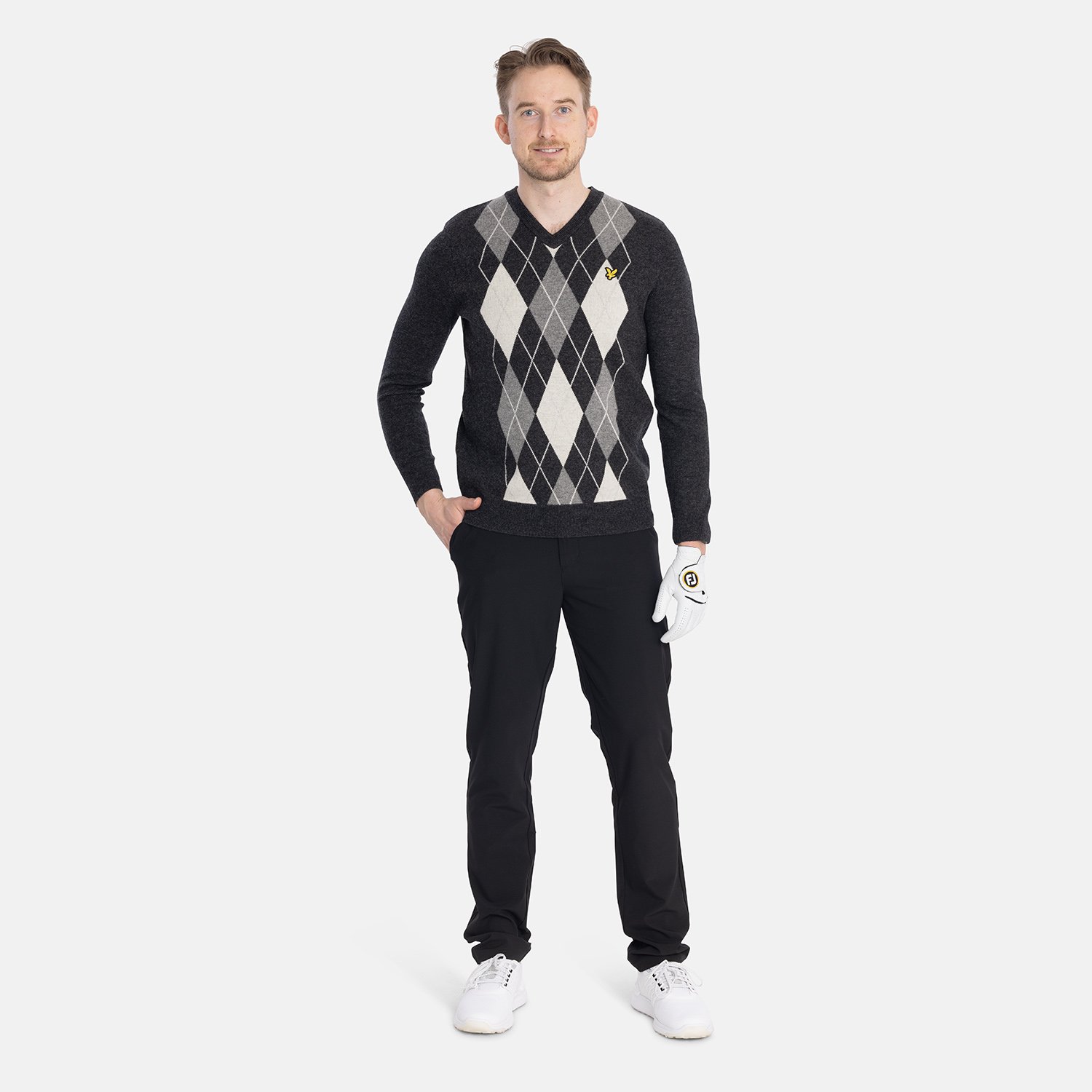 Lambswool Blend Arygle V Neck Jumper Lyle & Scott