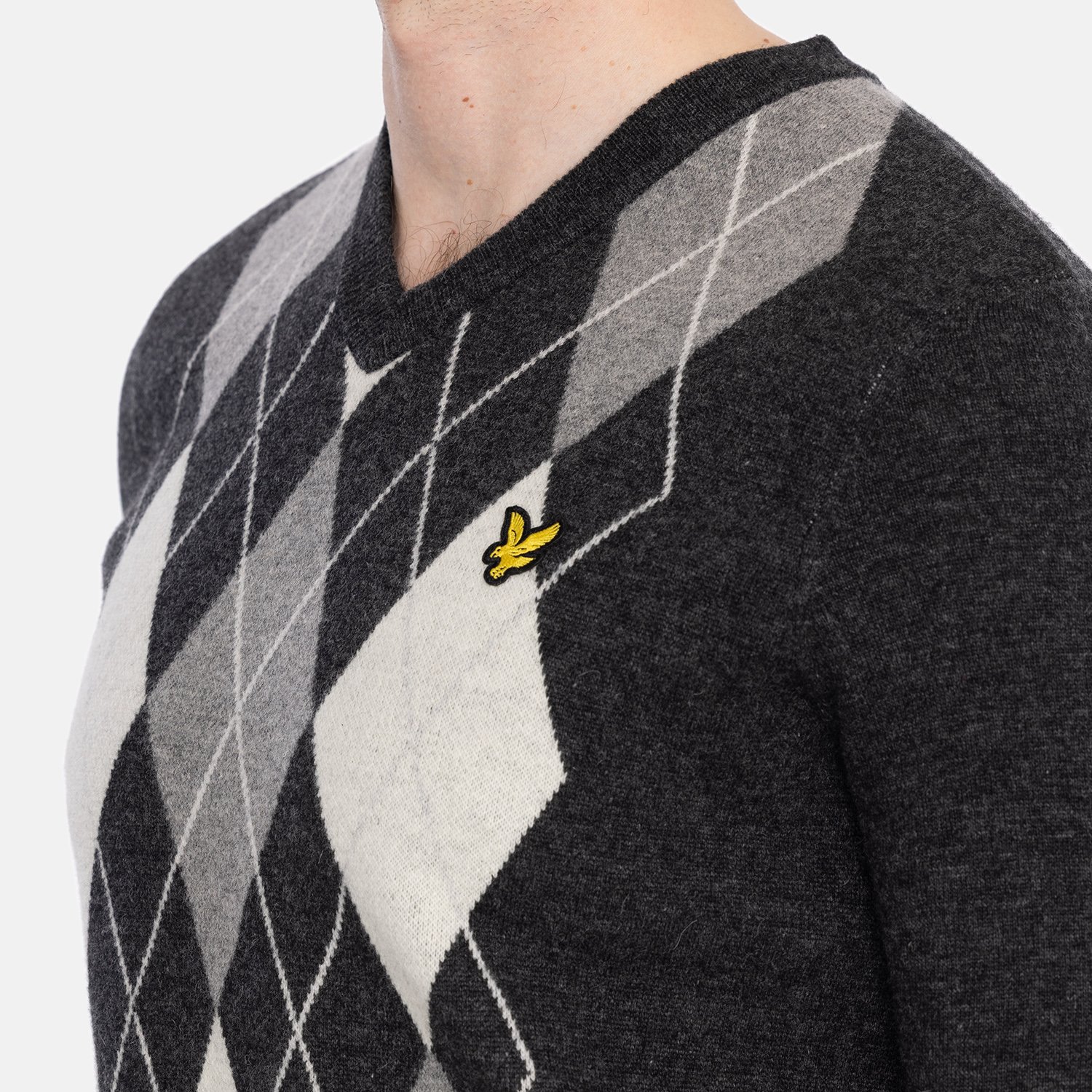 Lambswool Blend Arygle V Neck Jumper Lyle & Scott