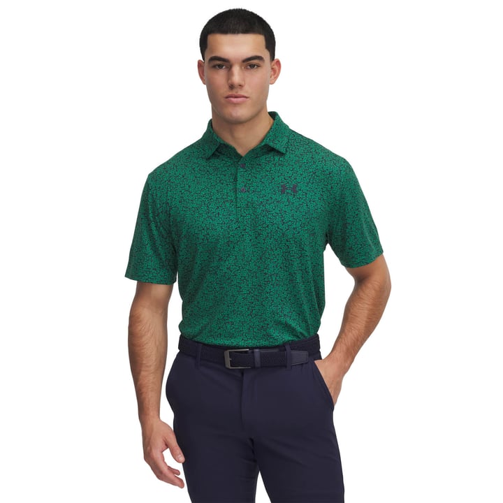 Under Armour Playoff 3.0 Printed Golf Polo Shirt - Grey/Green Under Armour Playoff 3.0 Printed Golf Polo Shirt - Grey/Green