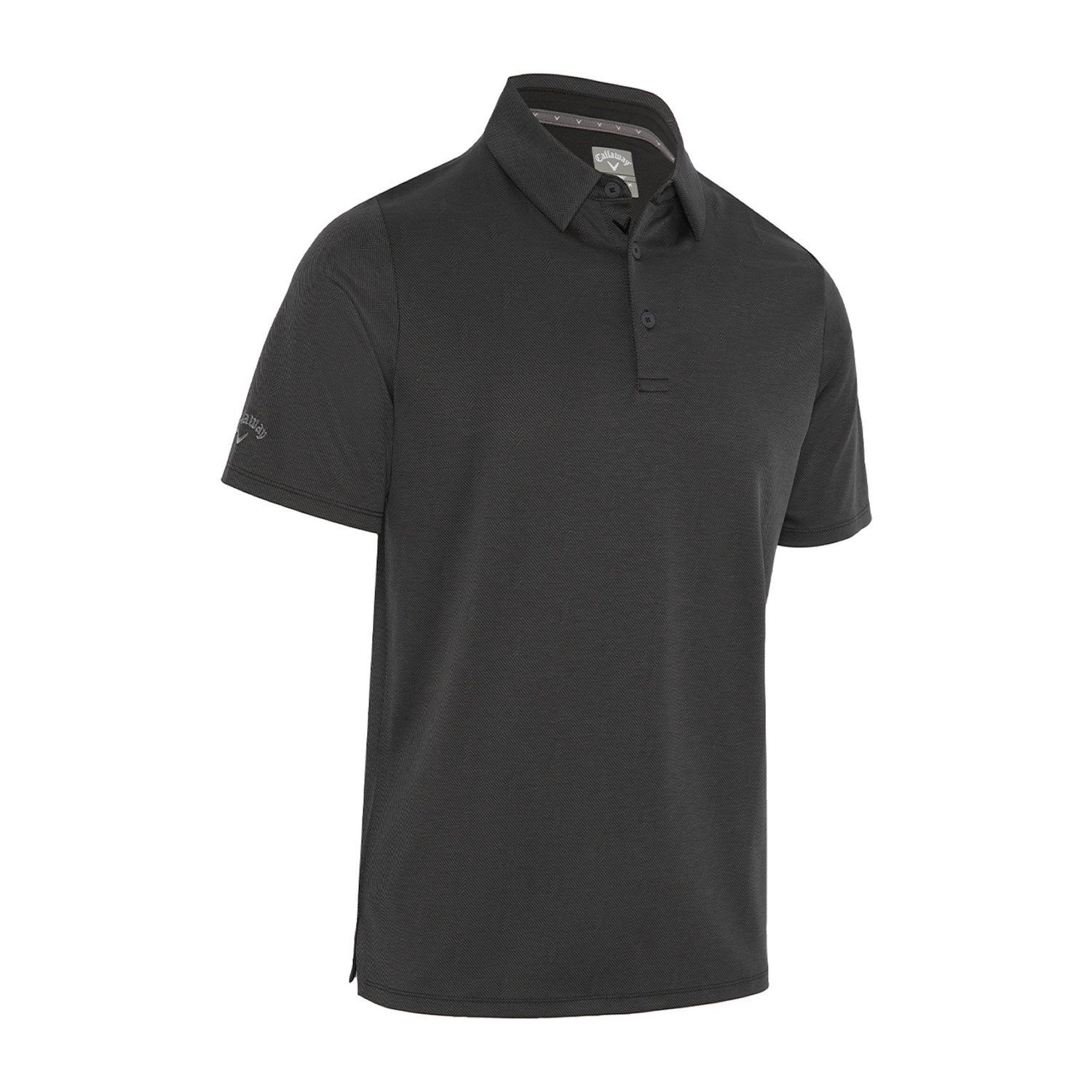 Chev Twill Jacquard Polo Svart Chev Twill Jacquard Polo Svart