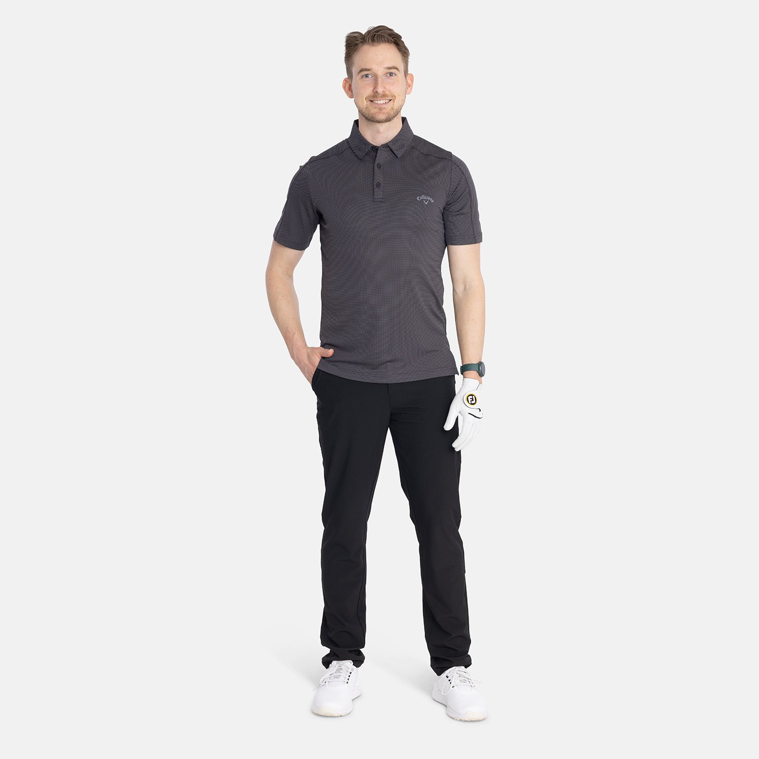Ss 2 Color Jacquard Polo Black Callaway
