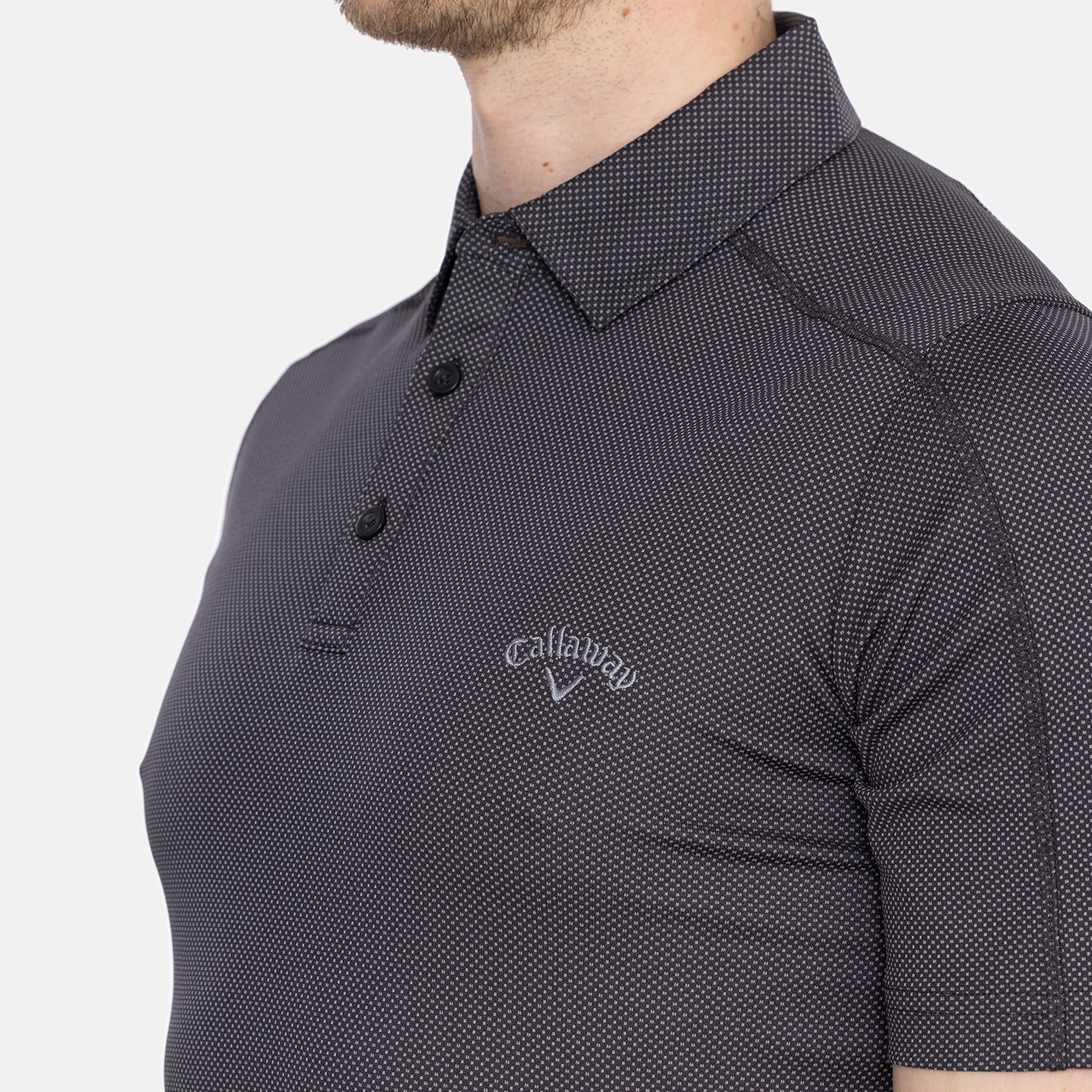 Ss 2 Color Jacquard Polo Black Callaway