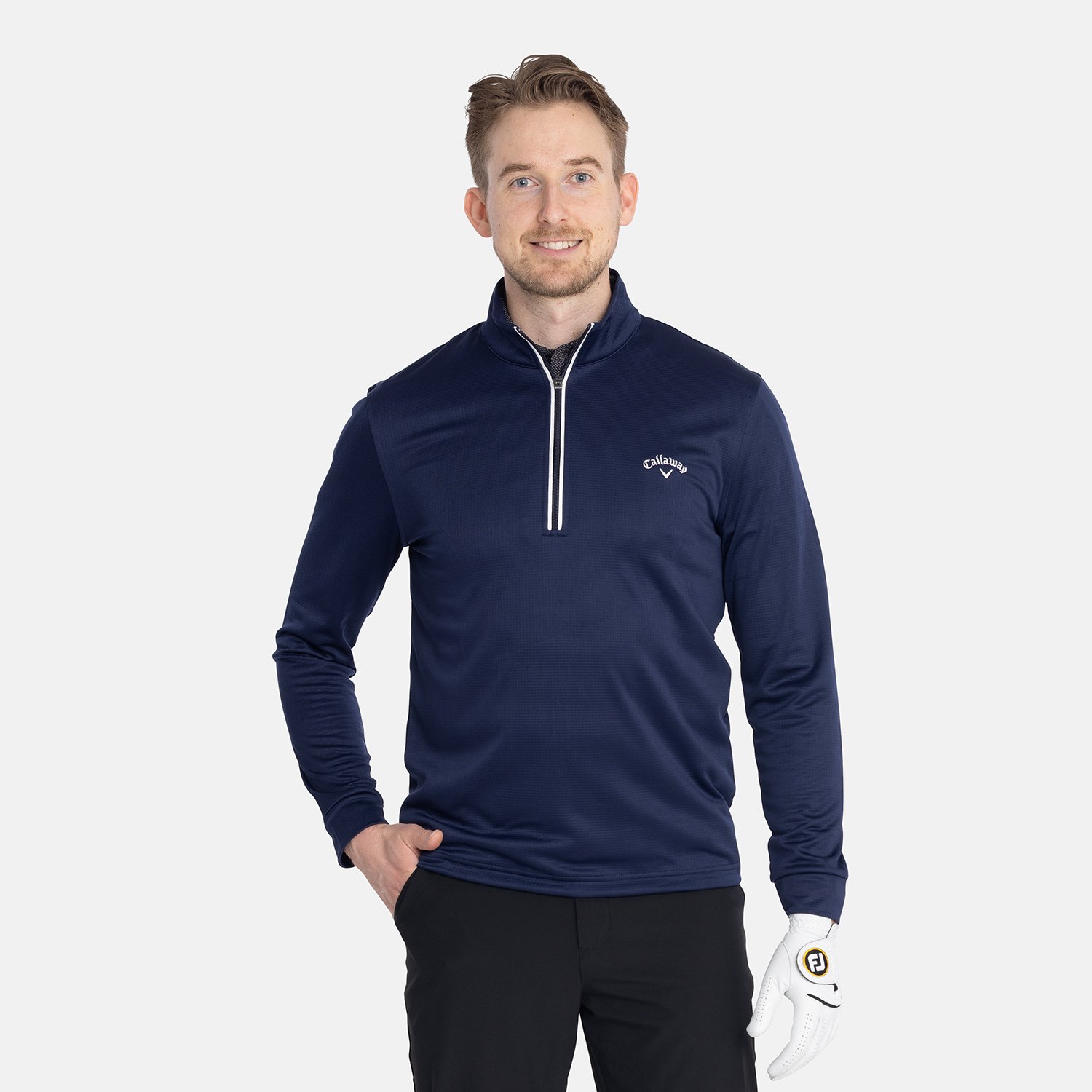 LS Thermal Waffle Pull Over 1/4 Zip Blue Callaway