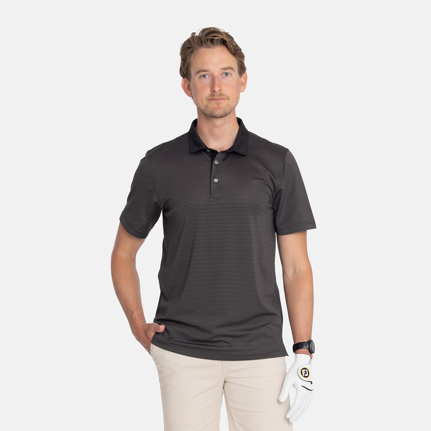 Virtue Polo Stripes Black Cutter & Buck