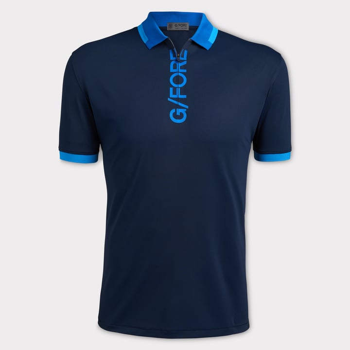 Logo 1/4 Zip Polo Blau G/Fore