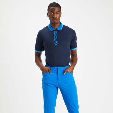 Logo 1/4 Zip Polo Blau G/Fore