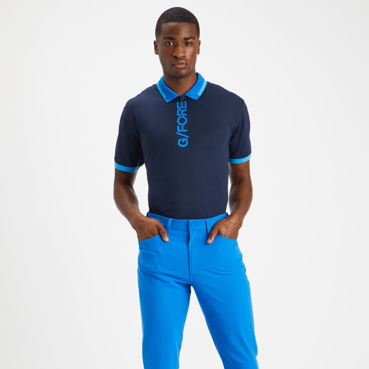 Logo 1/4 Zip Polo Blau G/Fore