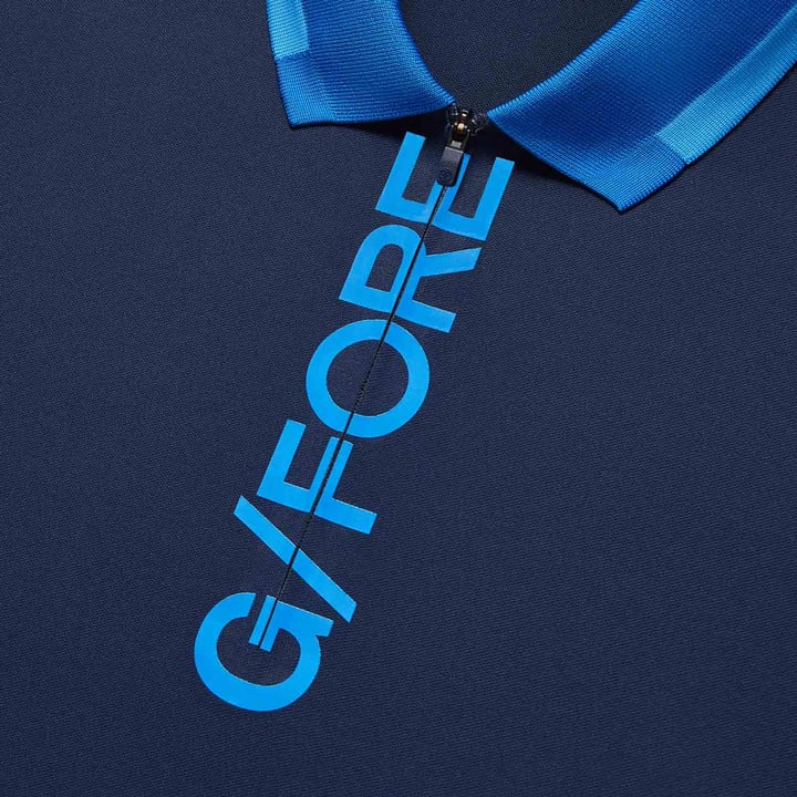 Logo 1/4 Zip Polo Blau G/Fore