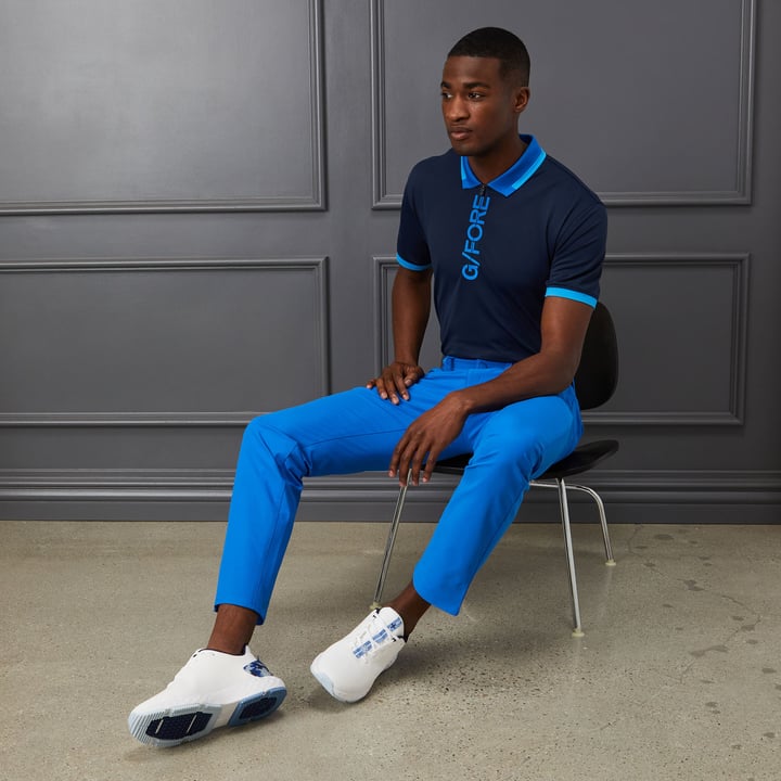 Logo 1/4 Zip Polo Blau G/Fore