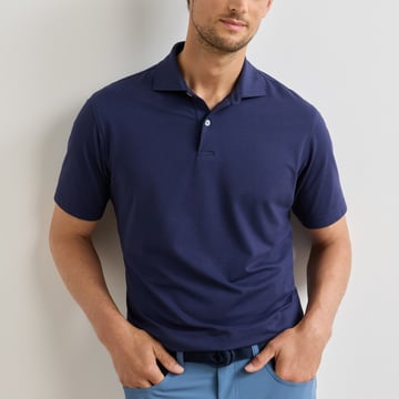 Albatross Cotton Blend Pique Polo Blå Peter Millar
