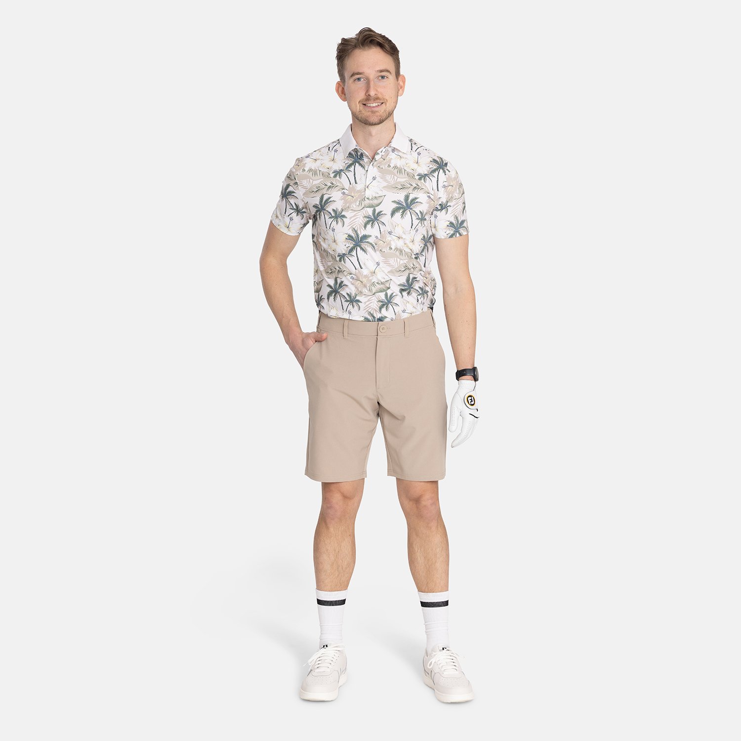M 4-Way Stretch Short Beige Bogeys & Birdies