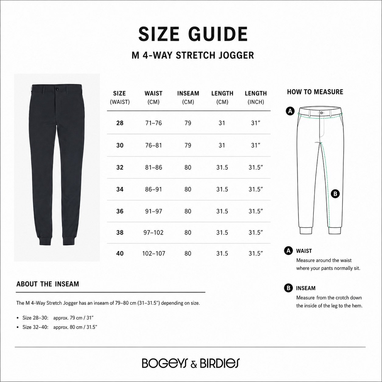 M 4-Way Stretch Jogger Musta Bogeys & Birdies