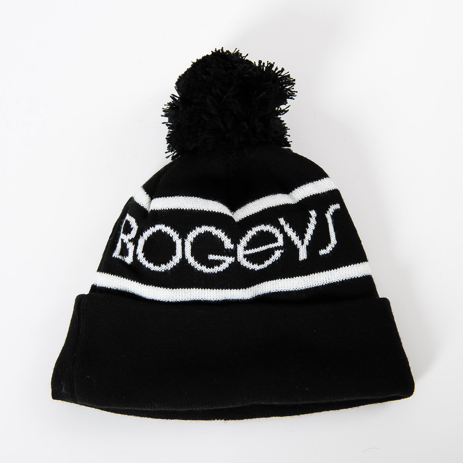 Bobble Hat Black White Bogeys & Birdies