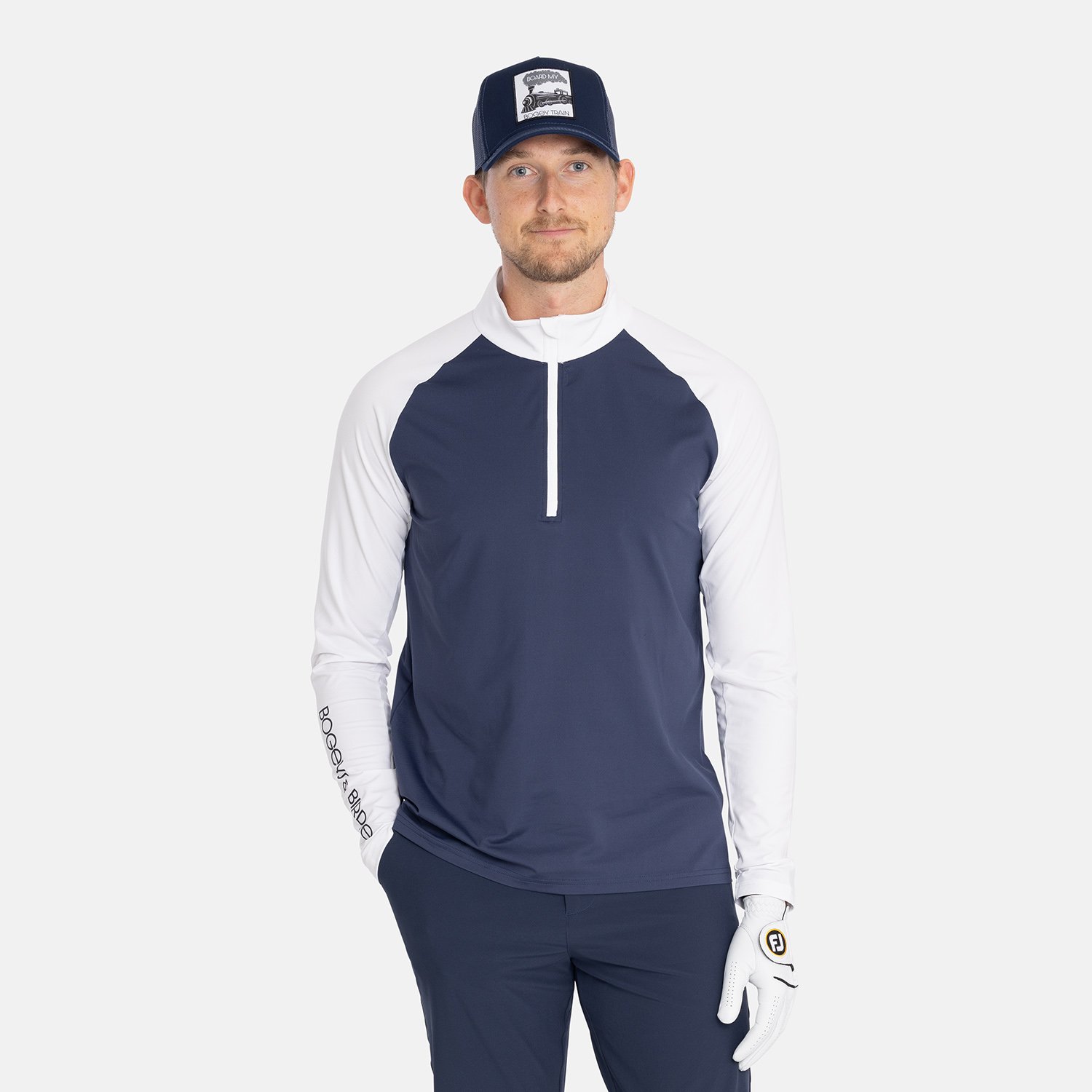 M Light Mid Layer LS Hvid Blå Bogeys & Birdies