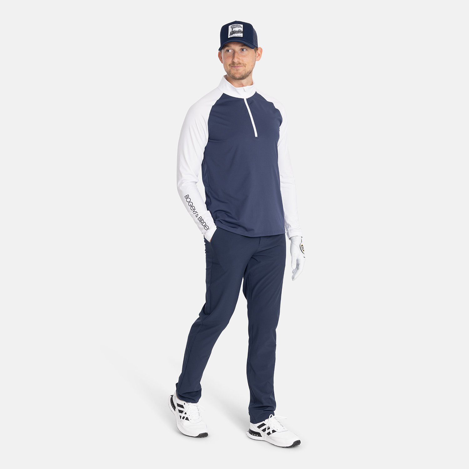 M Light Mid Layer LS Hvid Blå Bogeys & Birdies