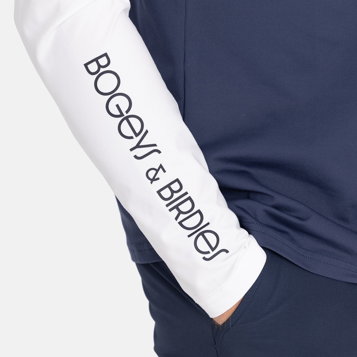 M Light Mid Layer LS Hvid Blå Bogeys & Birdies