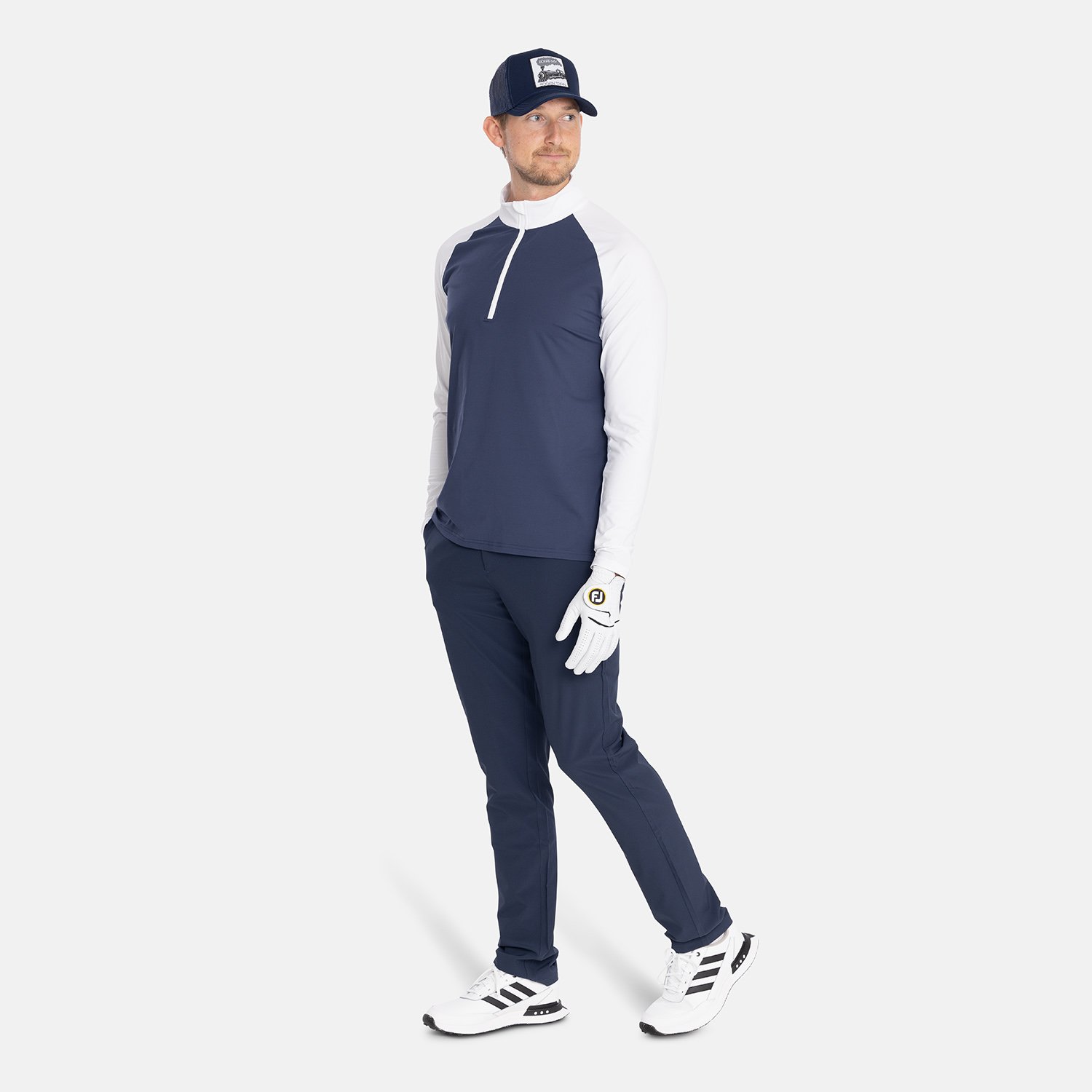 M Light Mid Layer LS Hvid Blå Bogeys & Birdies
