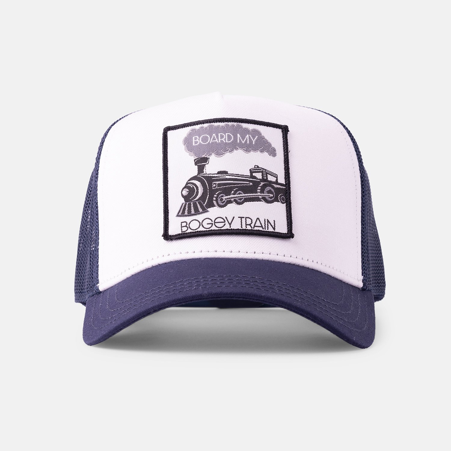 Trucker Board My Bogey Train Blanche Bleu Bogeys & Birdies