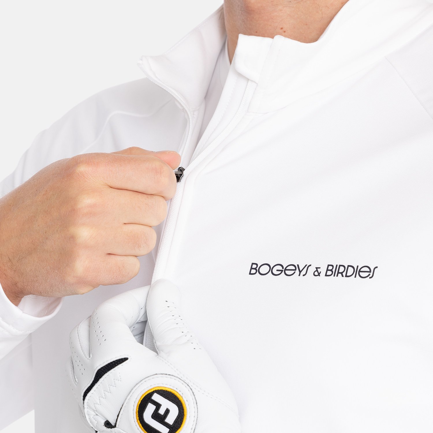 M Mid Layer LS Full-Zip Hvit Bogeys & Birdies