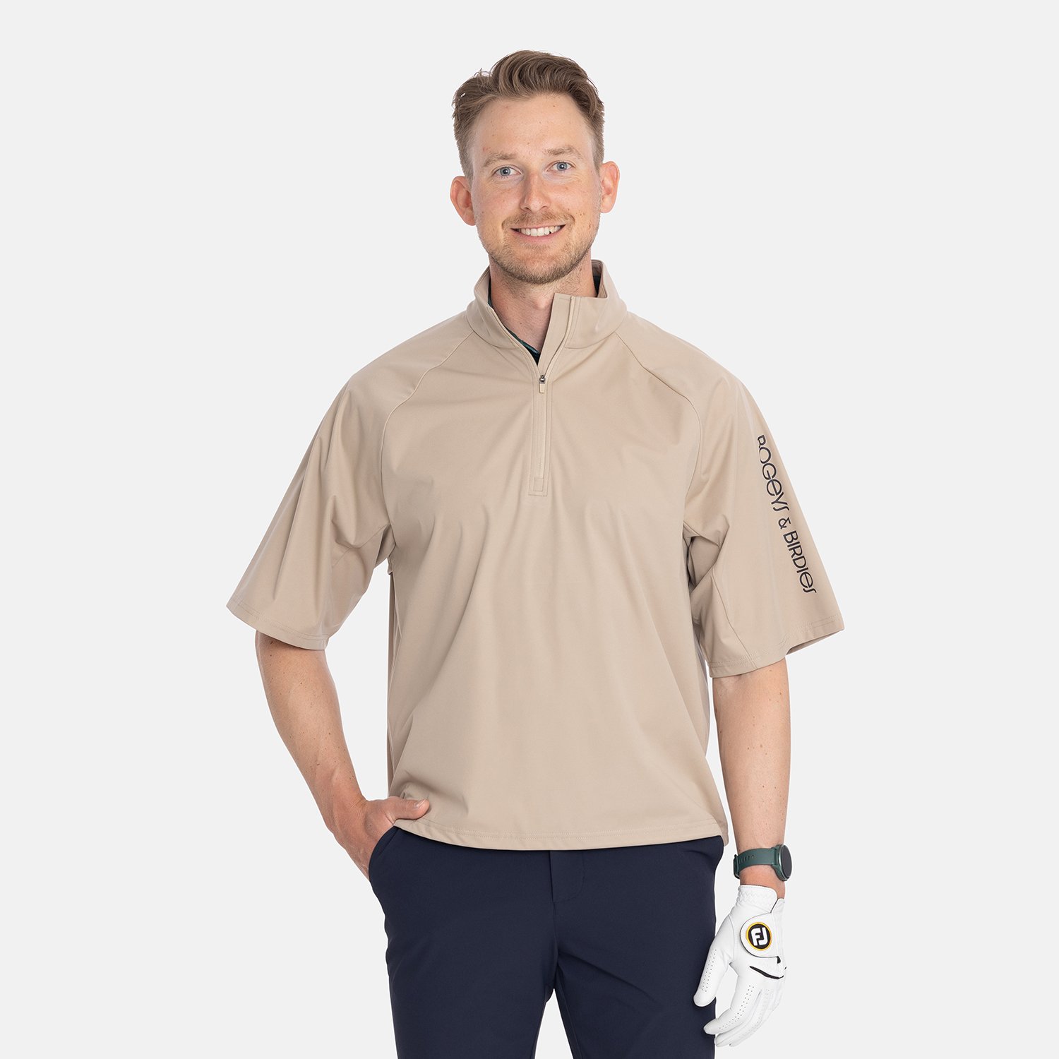 M Windbreaker SS 1/4 Zip Beige Bogeys & Birdies