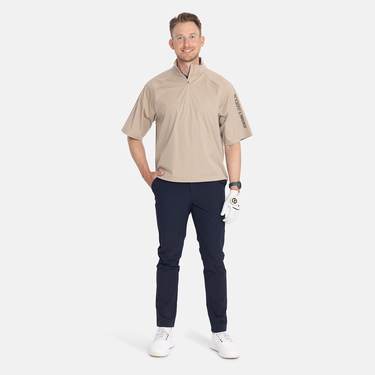 M Windbreaker SS 1/4 Zip Beige Bogeys & Birdies