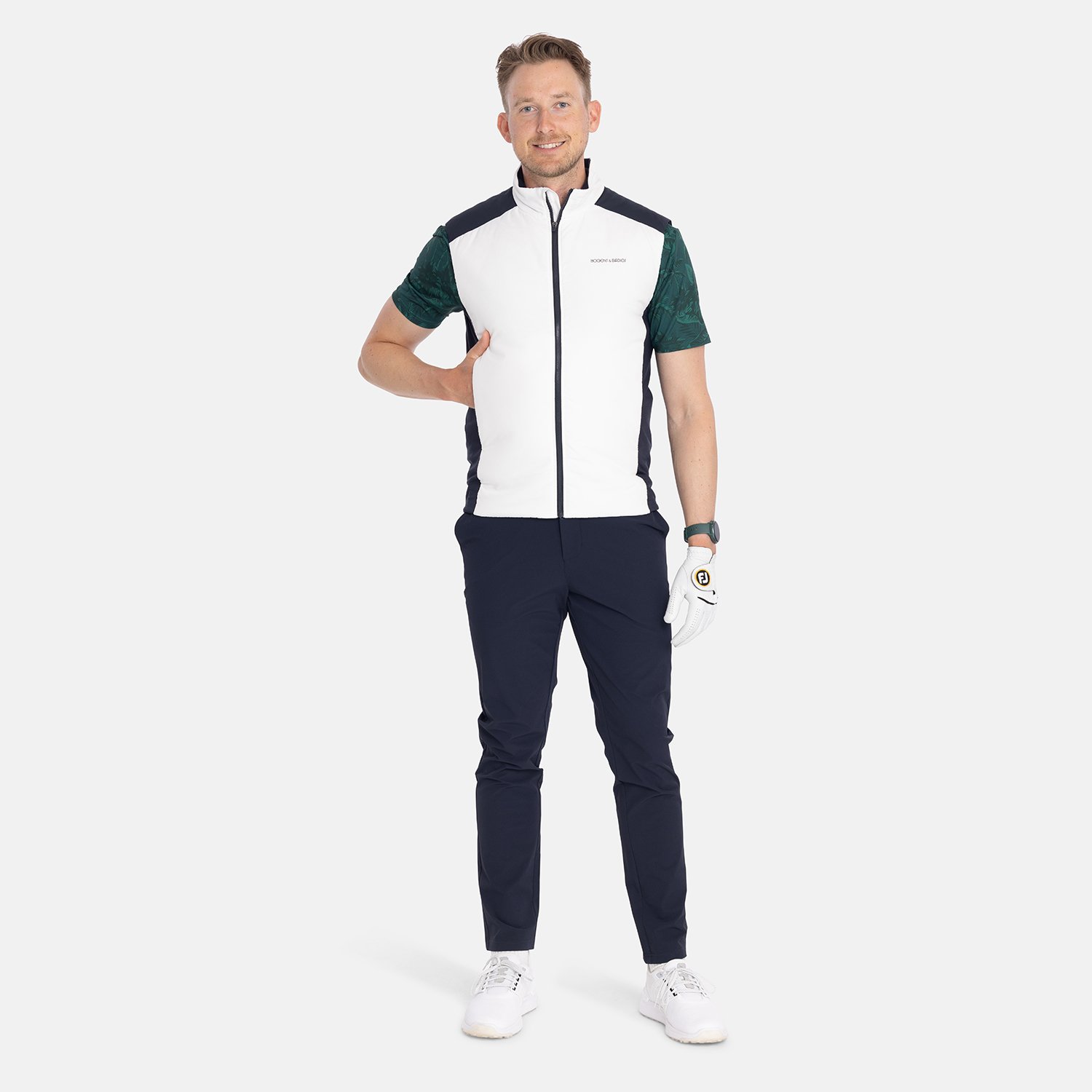 M Lt Padded Vest Vit Blå Bogeys & Birdies