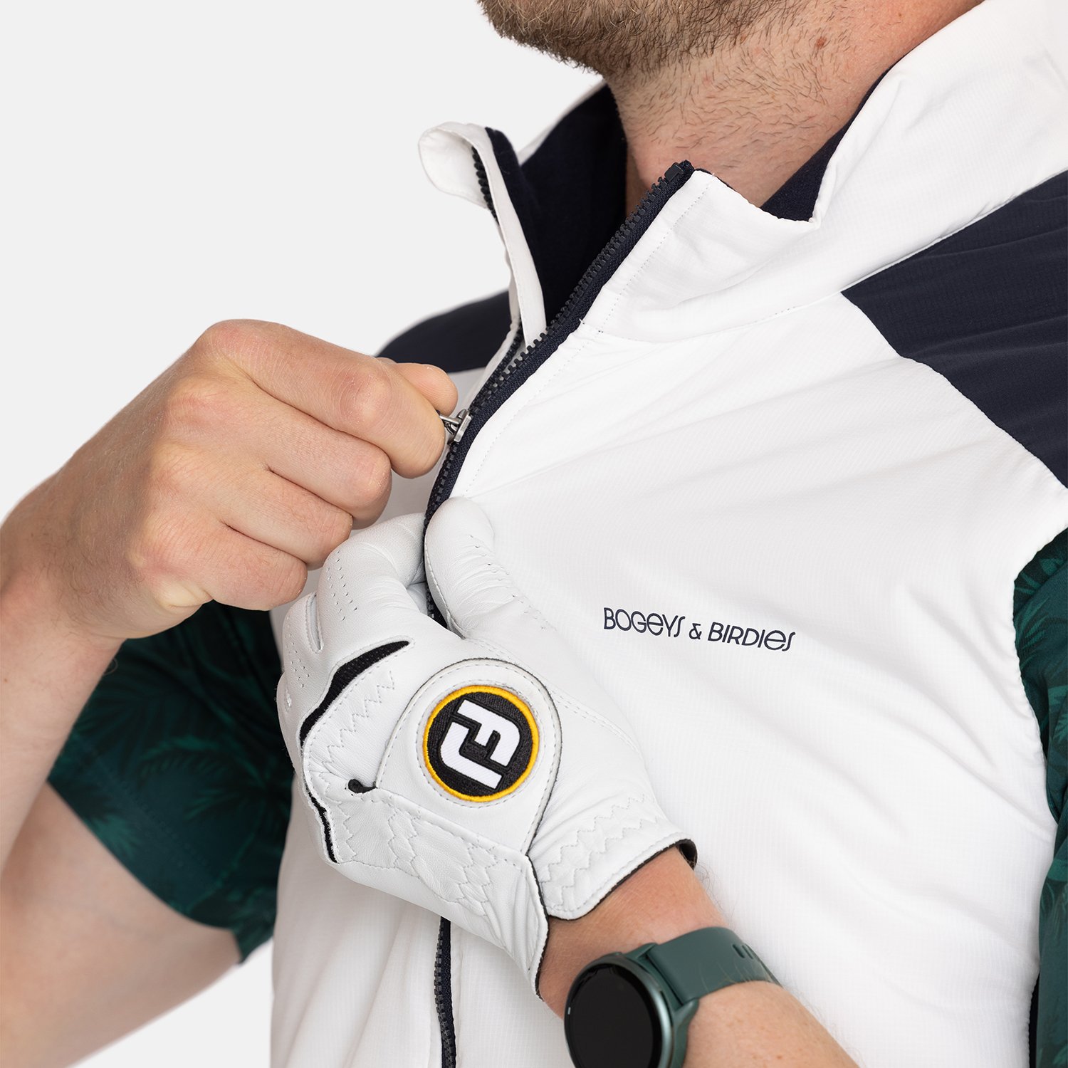 M Lt Padded Vest Vit Blå Bogeys & Birdies