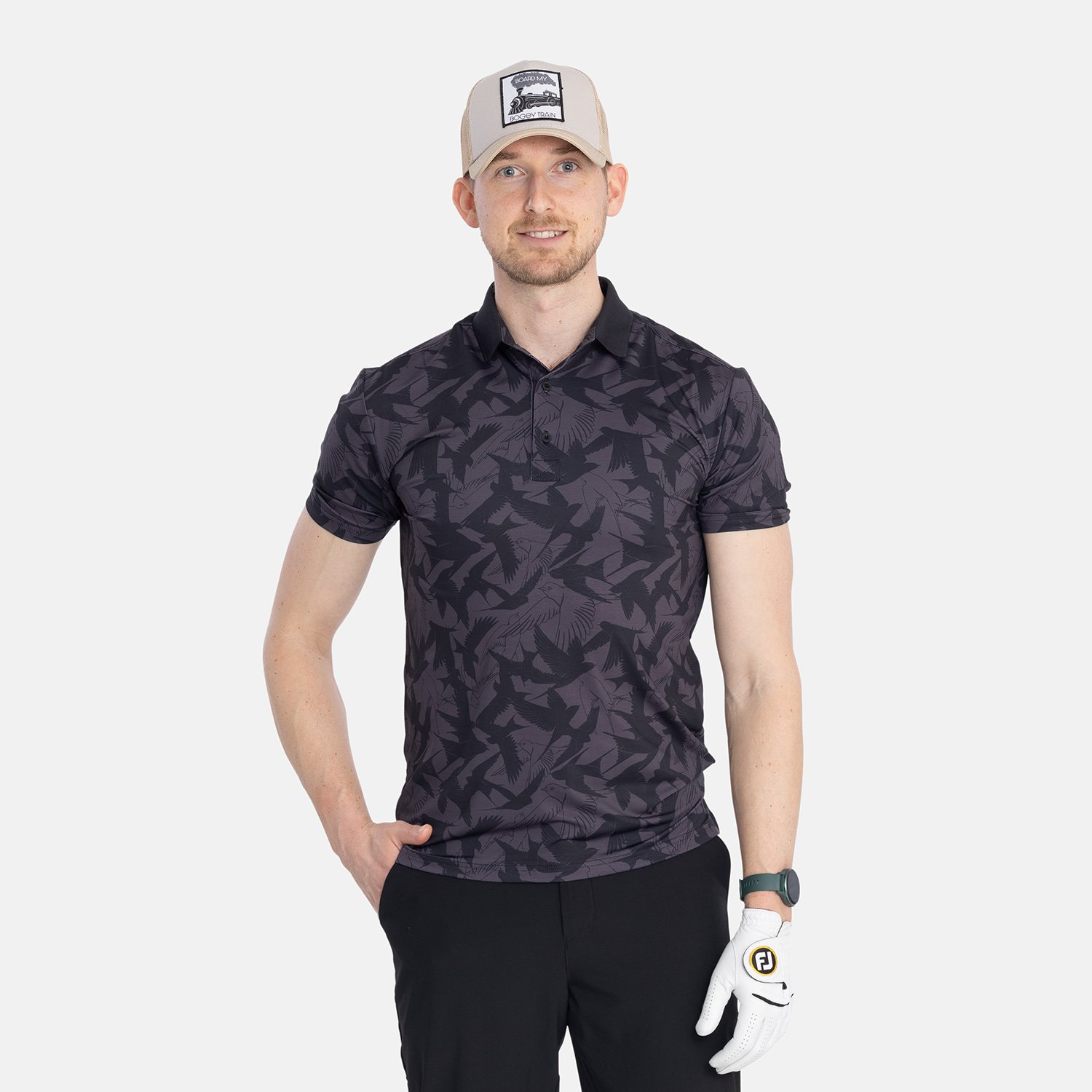 M Tech Pique Birdie AOP Schwarz Bogeys & Birdies