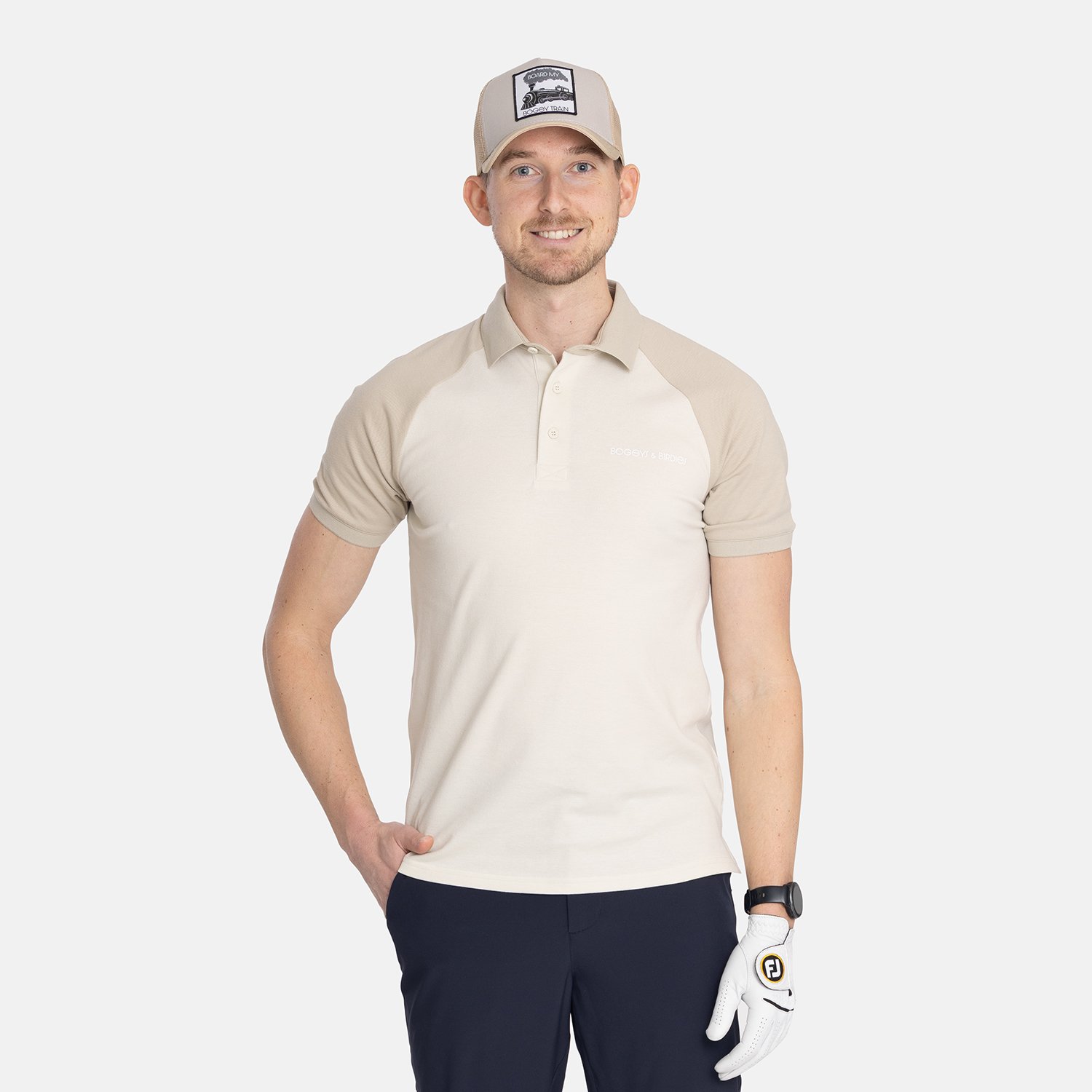 M Cotton Tech Raglan 2-Tone Beige Bogeys & Birdies