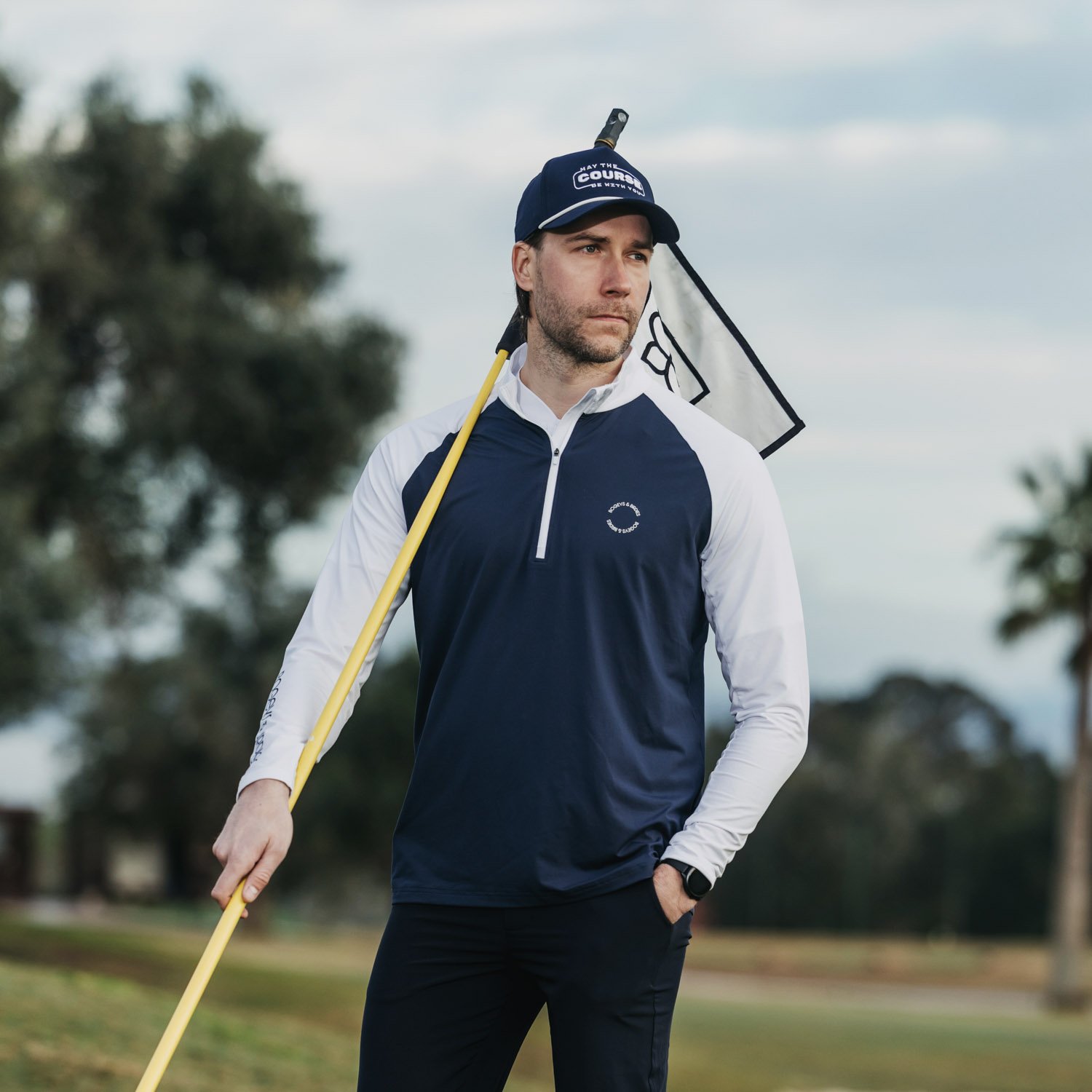 M Light Mid Layer LS White Blue Bogeys & Birdies
