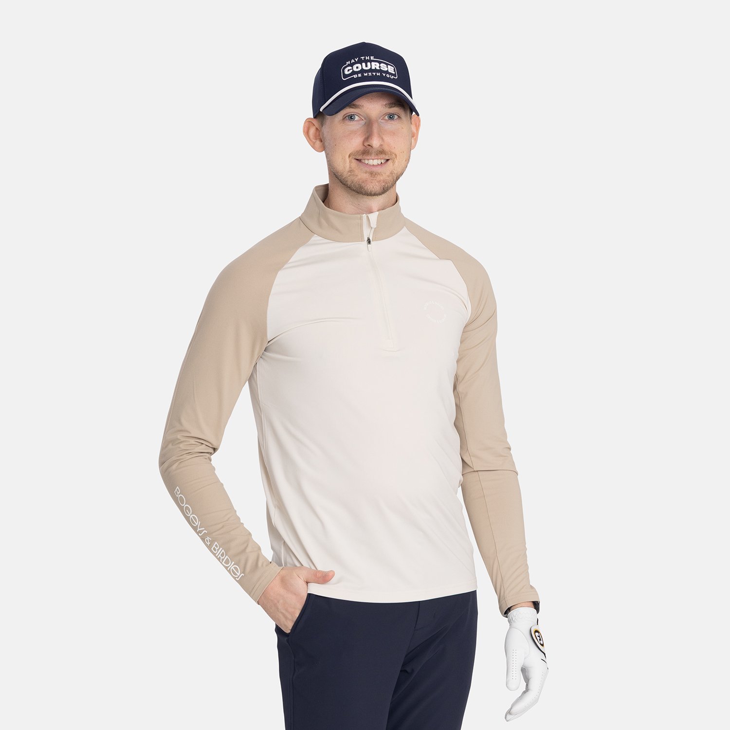 M Light Mid Layer LS Beige Bogeys & Birdies